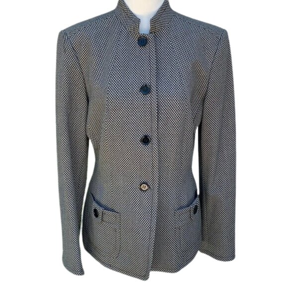 Calvin Klein Black and White Patterned Blazer Jacket, Size 6 - Picture 1 of 8